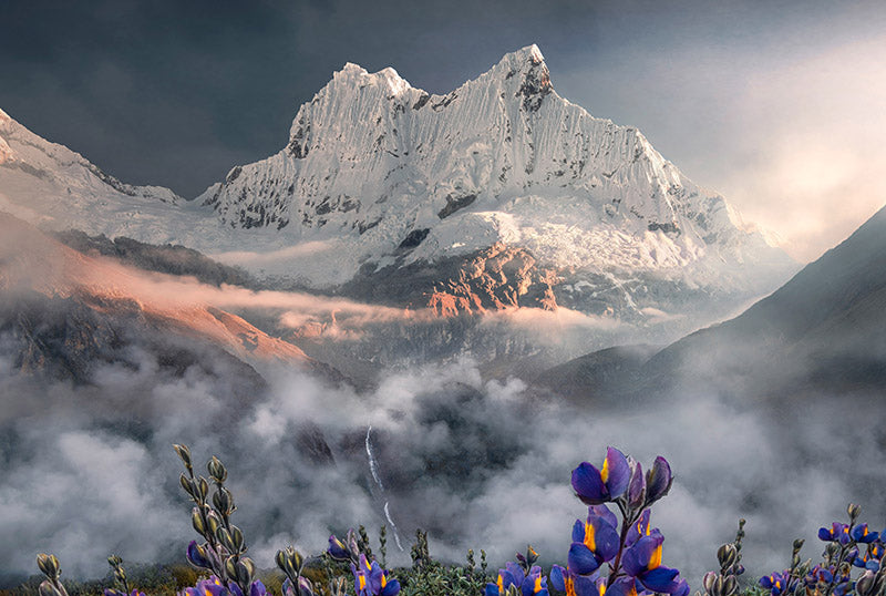 Sunset mountain image processed with the tutorial techniques