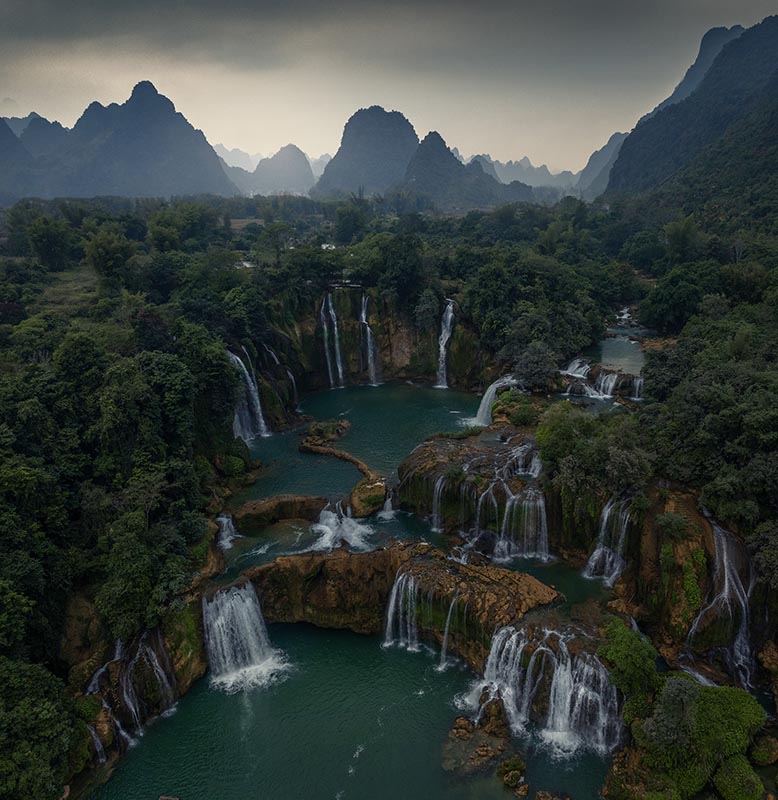 Ban Gioc Waterfall in north Vietnam during the dry season.