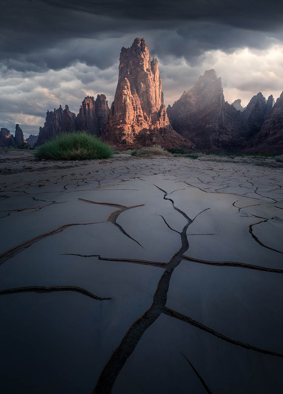 Cracked mud landscape saudi