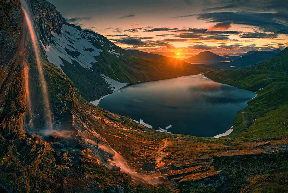 northern-norway-summer-waterfall-midnight-sun