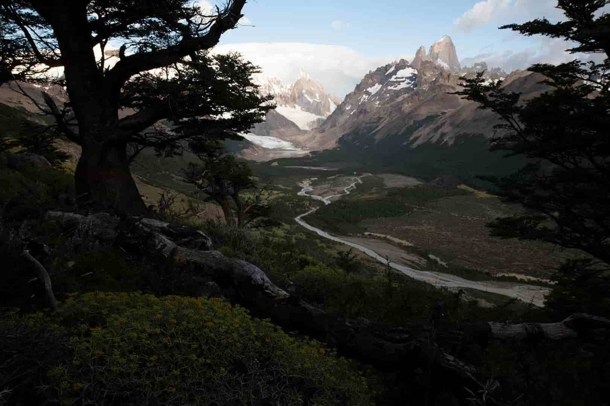 Patagonia Summer landscape with river leading towards mountain - sumer and spring lightroom presets - raw