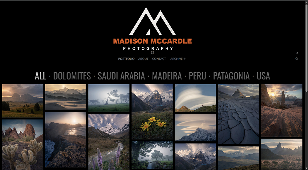 Photo Shelter website example of layouts.