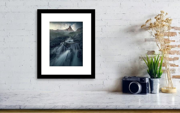 Aiguille Dibona as framed print  hanged on wall in small size