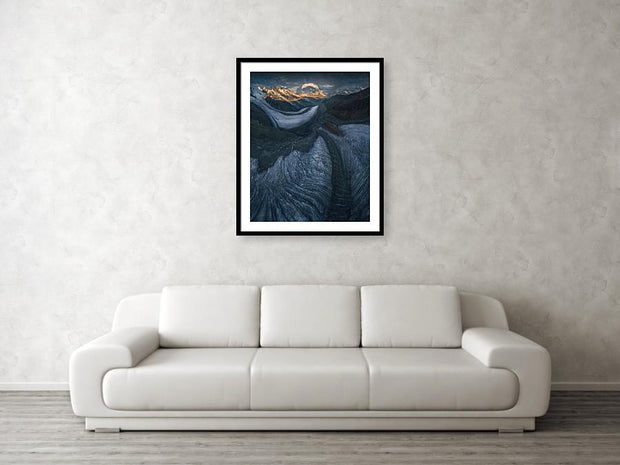 Gornergrat Art Print framed and hanged on wall in big size