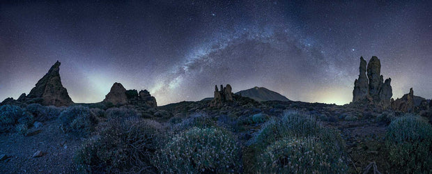 A 360 degree view of a Milky way landscape in tenerife with el teide volcanoanged on wall in living room