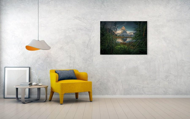 Mitre Peak art print in New Zealand Milford Sound, hanged on wall in living room