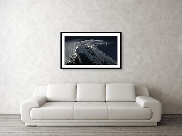 framed print of mountain landscape in peru hanged in living room