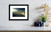 small New Zealand beach framed print hanged on wall with black frame and white mat
