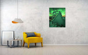 The Northern Lights Norway print hanged on a wall in a room as wall-art