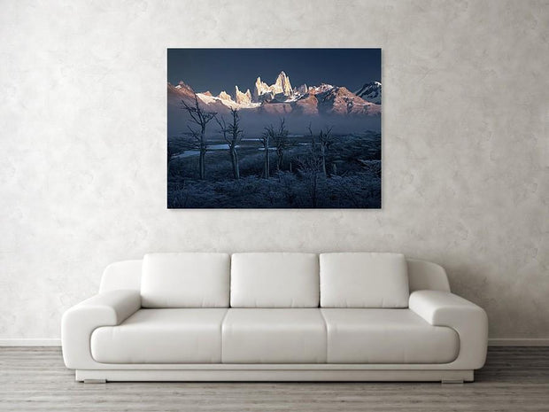 patagonia canvas print Max Rive landscape in argentina of fitz roy - hanged on wall