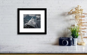 Snowy Mountain framed print by max rive hanged on wall - small size