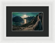 Night Landscape Fjord - Framed Print