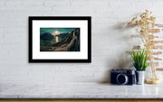 Night Landscape Fjord - Framed Print