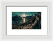 Night Landscape Fjord - Framed Print