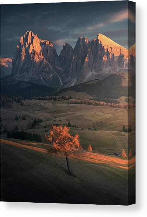 Alpe di siusi canvas print by max rive - mirrored sides