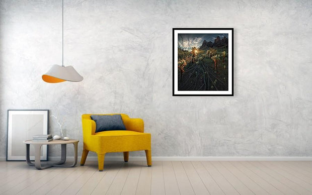 arizona landscape framed print hanged on wall