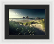 New Zealand Beach Framed Print black e mat and white frame