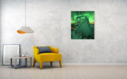 Aurora Borealis canvas print hanged on wall in room