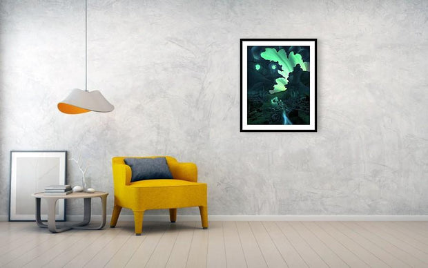 framed print of aurora borealis iceland print hanged on wall