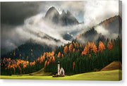 canvas print of Dolomites Autumn with mirrored sides