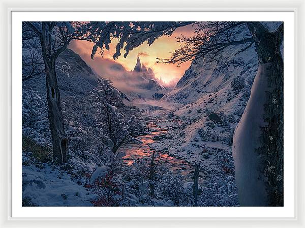 Christmas winter landscape - Framed Print