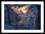 Christmas winter landscape - Framed Print