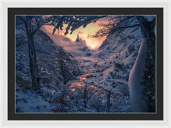 Christmas winter landscape - Framed Print