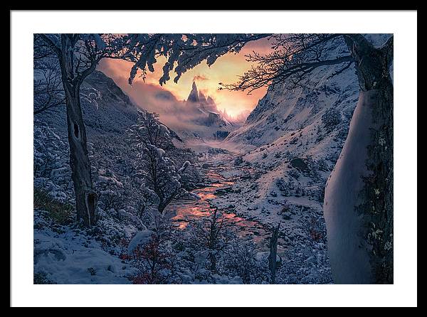 Christmas winter landscape - Framed Print