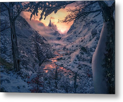 Patagonia Winter Sunset - Metal Print