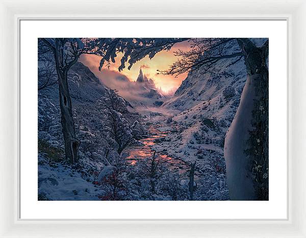 Christmas winter landscape - Framed Print