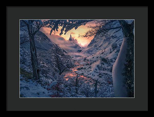 Christmas winter landscape - Framed Print