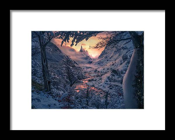 Christmas winter landscape - Framed Print