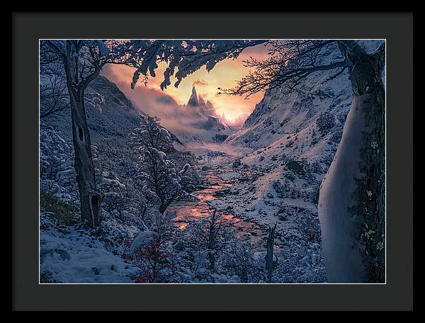 Christmas winter landscape - Framed Print