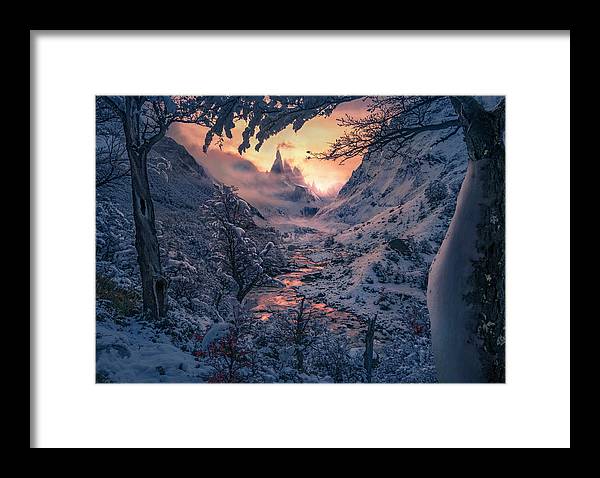 Christmas winter landscape - Framed Print