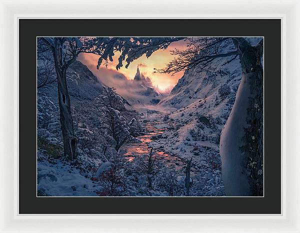 Christmas winter landscape - Framed Print