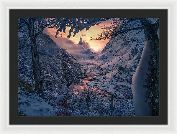 Christmas winter landscape - Framed Print