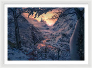 Christmas winter landscape - Framed Print