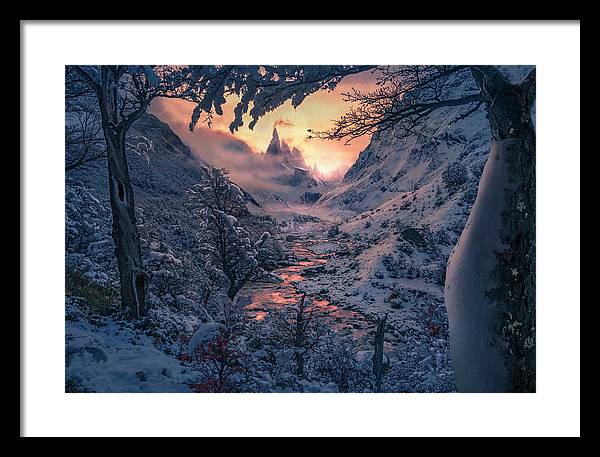 Christmas winter landscape - Framed Print