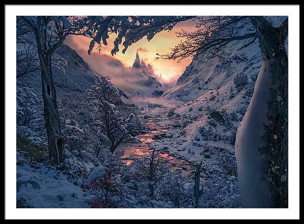 Christmas winter landscape - Framed Print