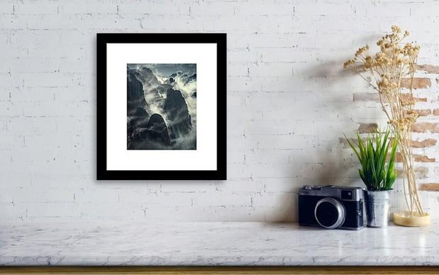 China Mountains framed print hanged on wall in small size
