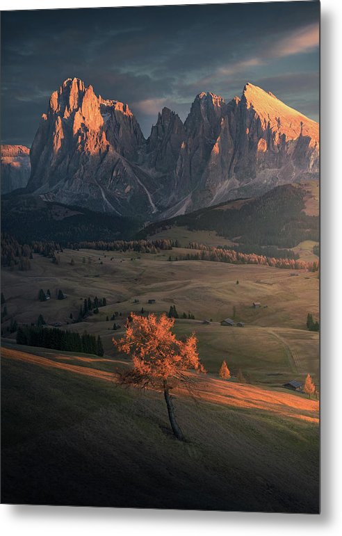 Alpe Di Siusi Sunset Autumn - Metal Print