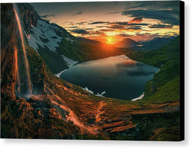 Red Sunset Norway - Canvas Print