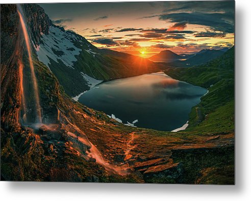 Northern Norway Waterfall - Metal Print