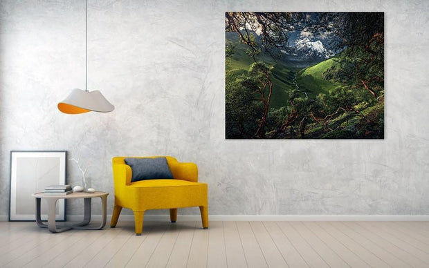 Canvas print of green mountain in peru hanged on the wall