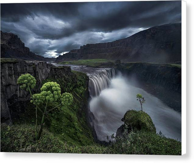 Hafragilsfoss Waterfall - Canvas Print