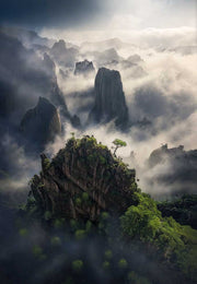 China Mountains in the Fog - Acrylic Print