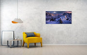 print of khumbu view at sunset with clouds in valley - hanged on wall