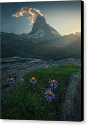 Canvas Print of Matterhorn with black sides during summer 