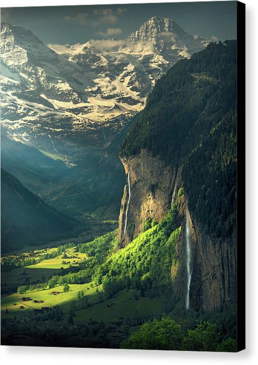 Two Swiss Waterfalls - Canvas Print