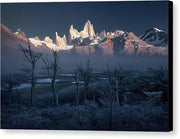 patagonia canvas print Max Rive landscape in argentina of fitz roy - black sides
